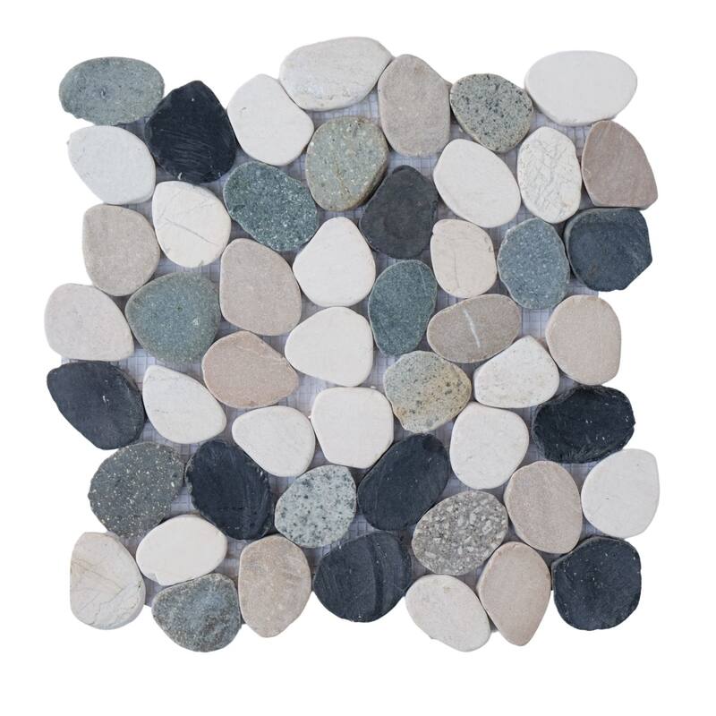 Ibiza Sliced Pebble Mosaic, Backsplash Kitchen Walls, Shower and Bathroom Floors 12" X 12" (5 Sqft per case) - Case (5 Tiles)
