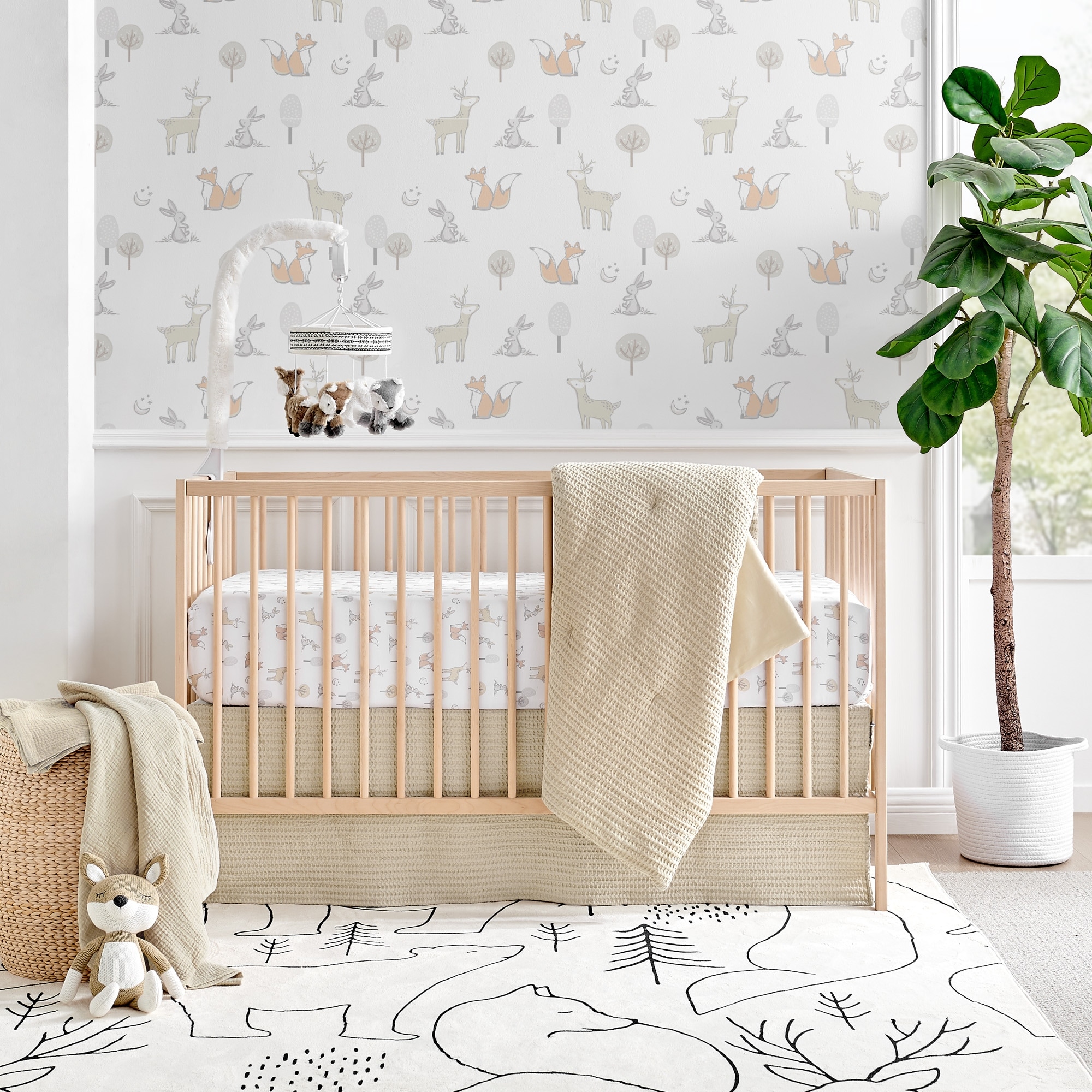 Mills Waffle Taupe 4pc Baby Crib Bedding Set - Levtex Baby