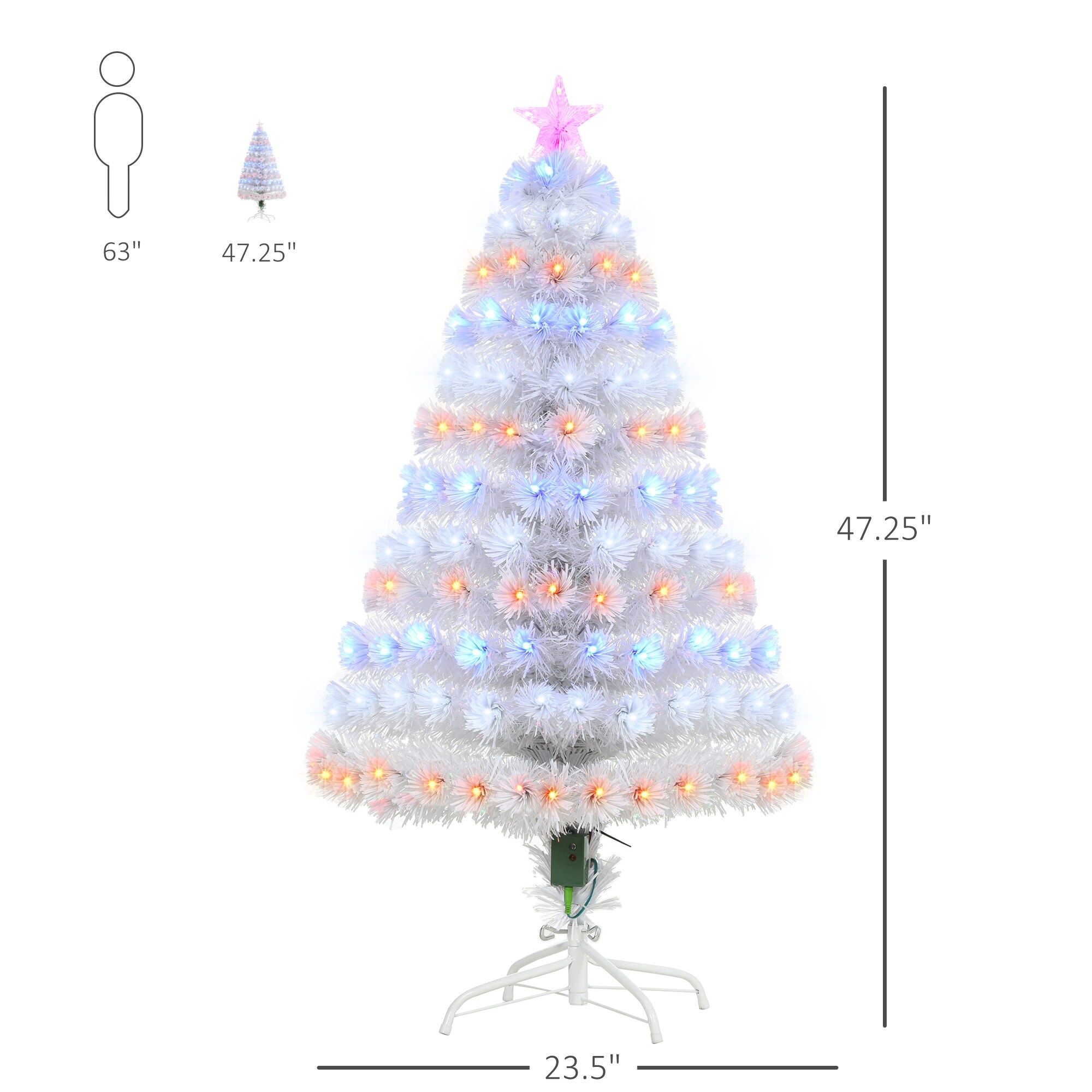 4FT PreLit Christmas Tree with Flashing Lights, Colored