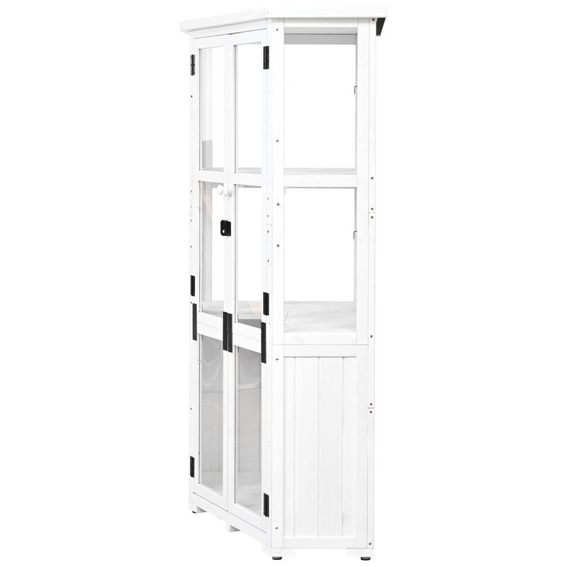 63'' H Mini Greenhouse Cold Frame Garden Wood Storage Cabinet Tool Storage Shed