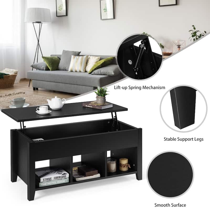 Gymax Lift Top Coffee Table w/ Storage Compartment Shelf Living Room - See Details