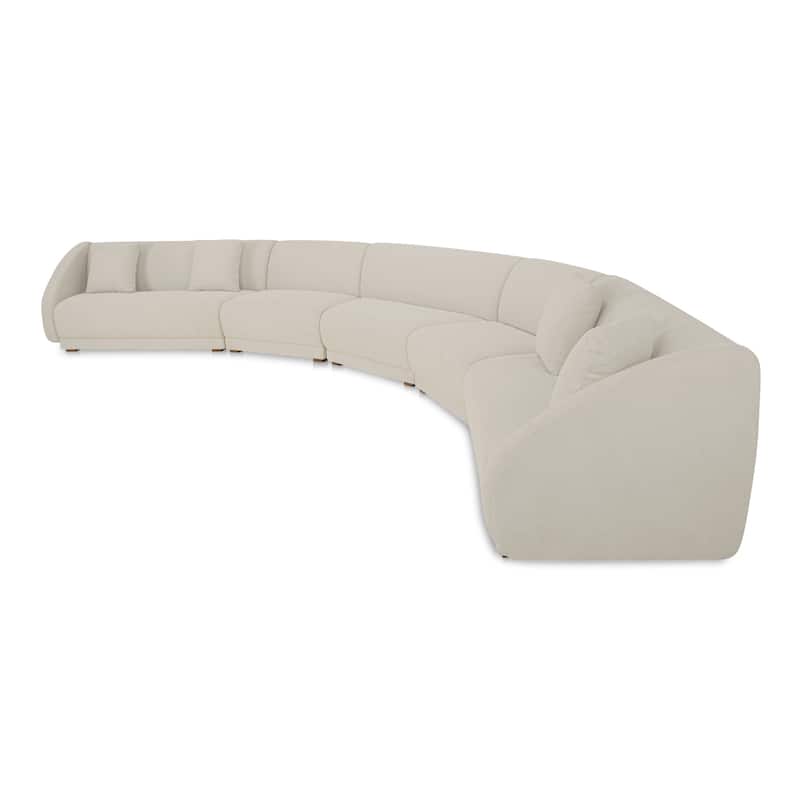 NADAAL STUDIOS Solace 5 Piece Modular Sectional, Angled Sides, Sloped Arms, Deep Foam & Fiber Cushioning, Plinth Base, White