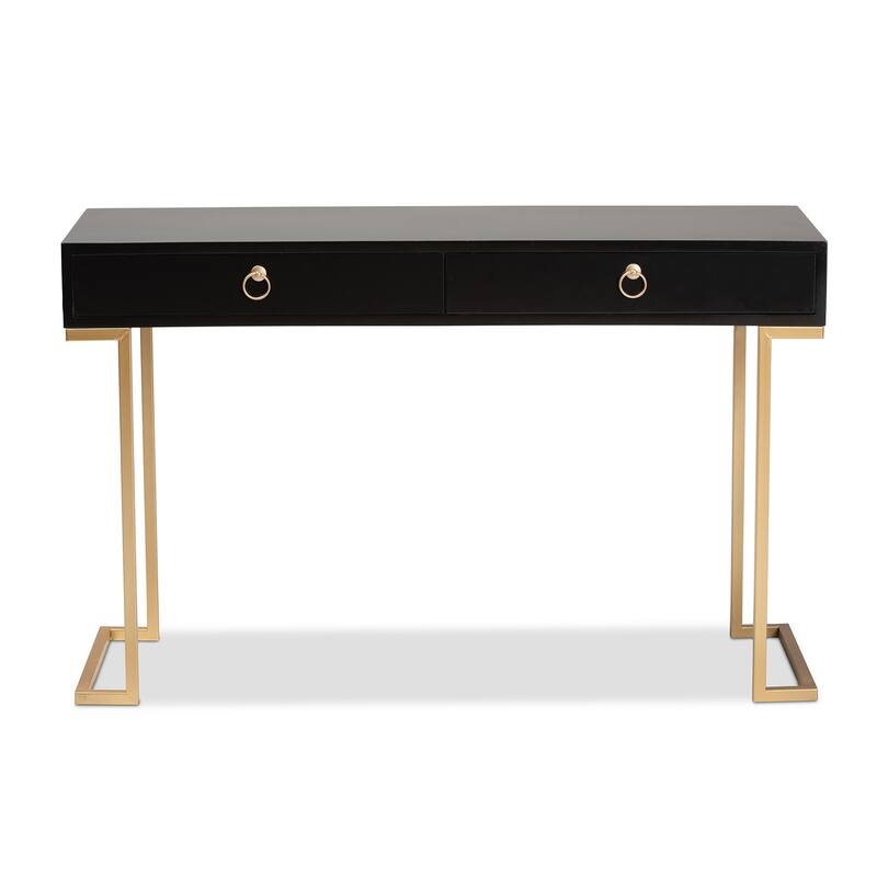 Beagan Contemporary Black Finished Wood/ Gold Metal Console Table