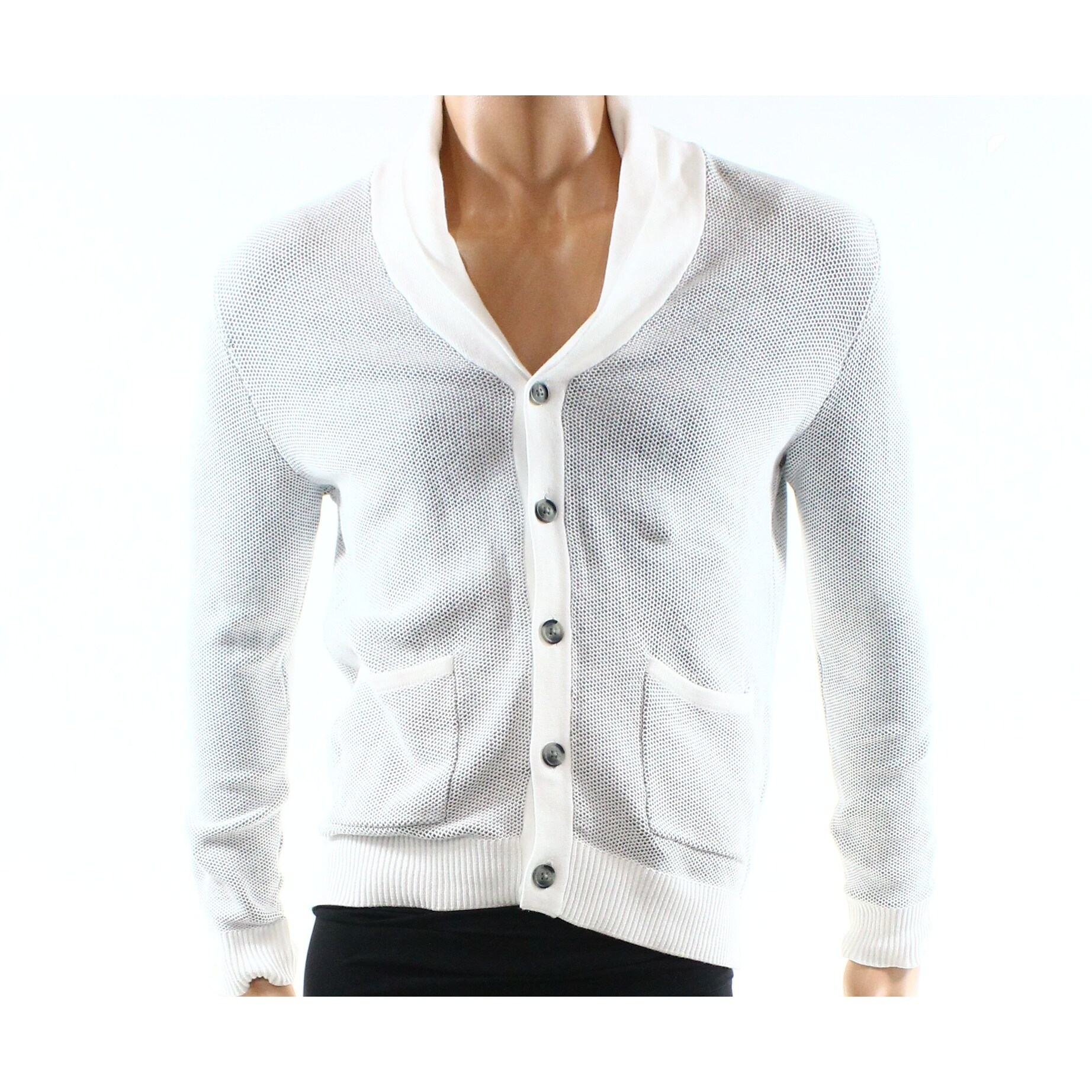 white mens cardigan sweater
