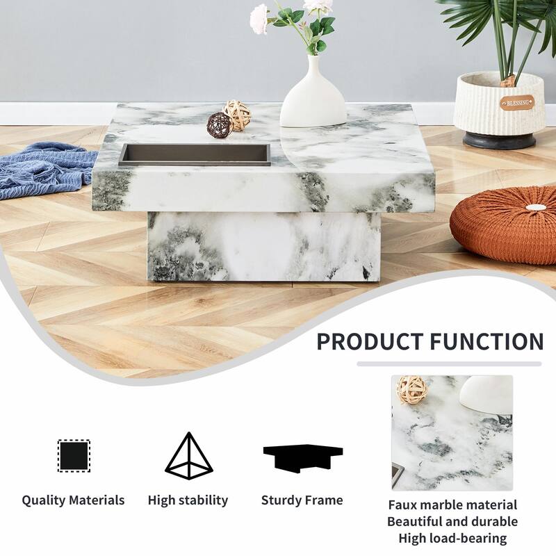Modern Coffee Table with Imitation Marble Patterns