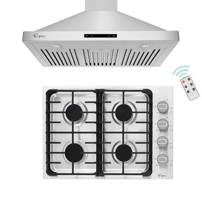2 Piece Kitchen Appliances Packages Including 30" Gas Cooktop and 36" Wall Mount Range Hood
