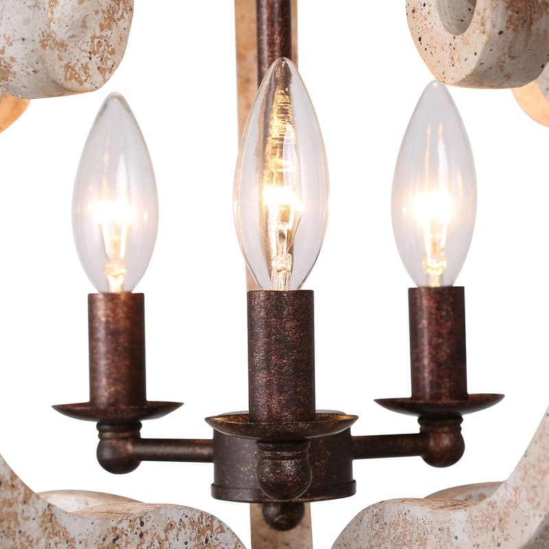 Azizon 3-Light Farmhouse Lantern Chandelier Wood Pendant Light for Dining Room