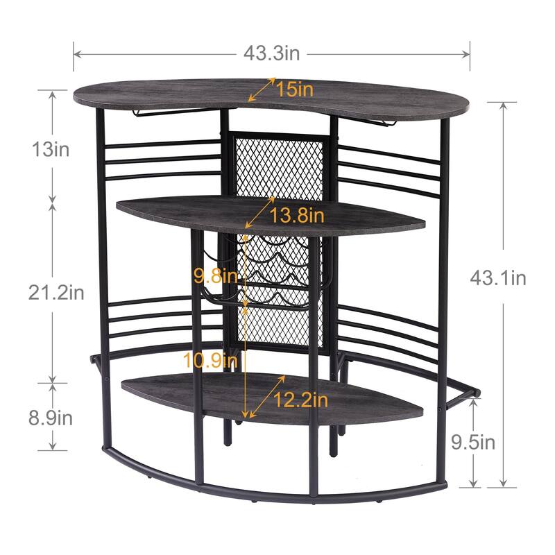 VECELO Home Bar Unit, Liquor Bar Table with 2-Tier Storage