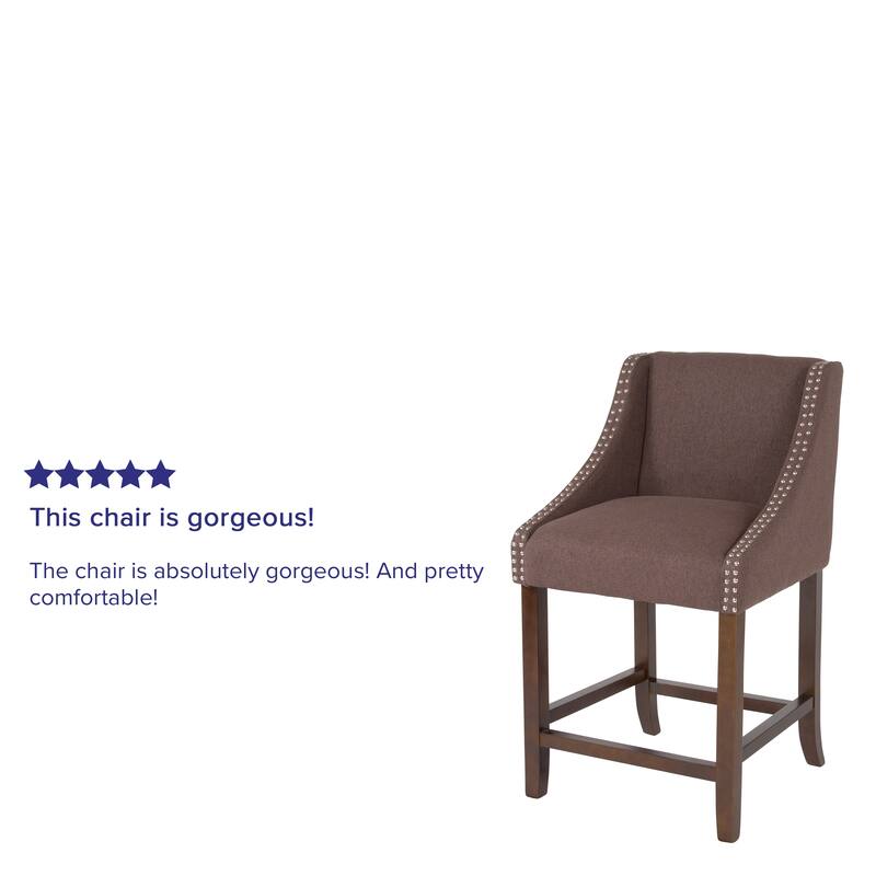 24-inch Transitional Curved Walnut Counter Height Stools (Set of 2) - 20"W x 22"D x 36"H