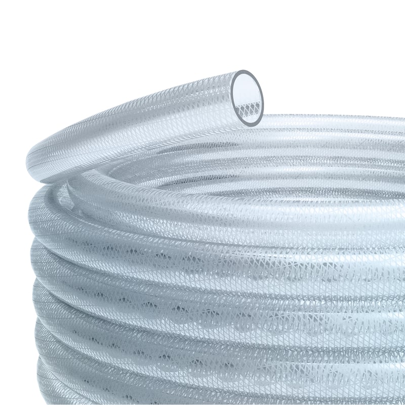 Alpine Corporation 100 Ft. Braided PVC Tubing with Inside Diameter for Ponds and Fountains, Clear