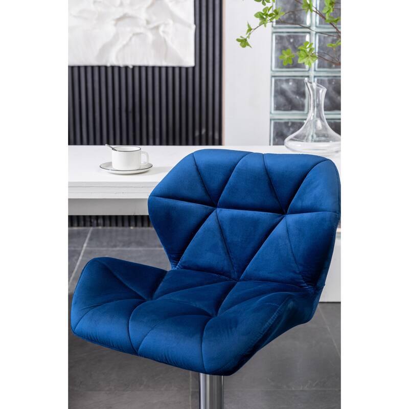 Roundhill Furniture Breni Velvet Diamond Tufted Swivel Adjustable Height Barstool, Set of 2