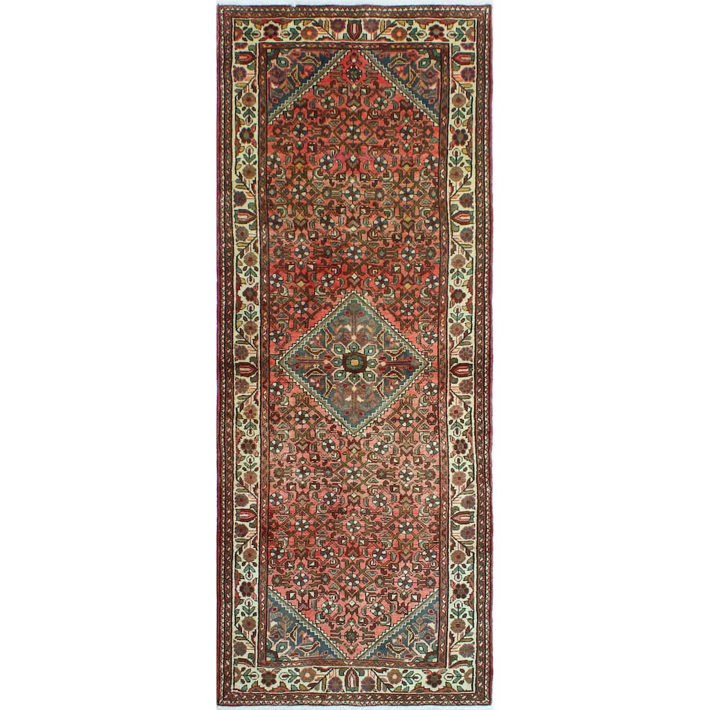 Fine Vintage Distressed Adalid Rust/Ivory Runner - 3'7" x 9'5"