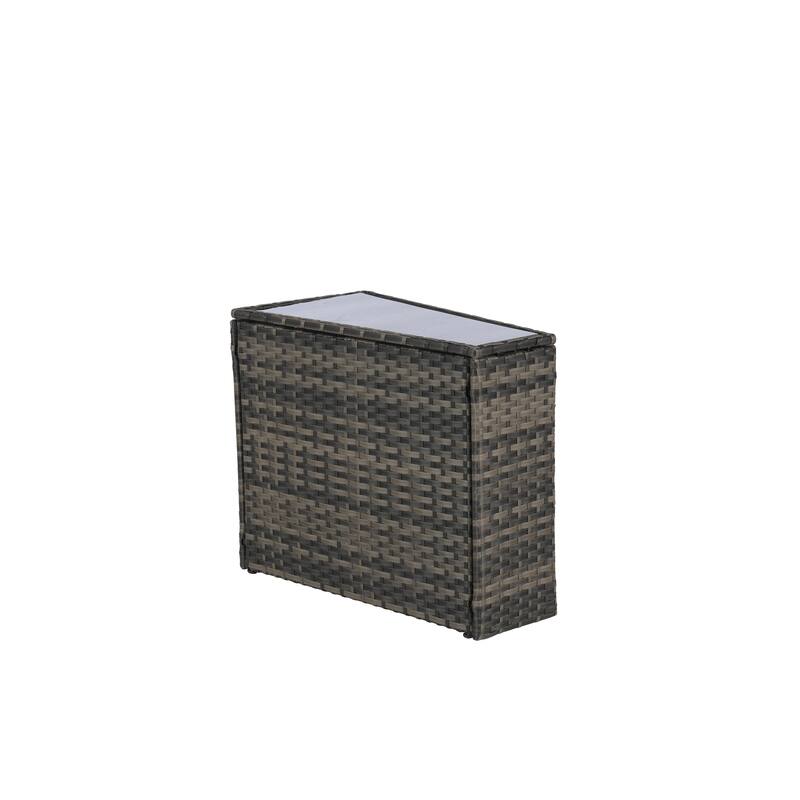 11-Piece Outdoor Half-Round Modular Sectional Sofa Set with Tempered Glass Coffee Table and 4 Side Table