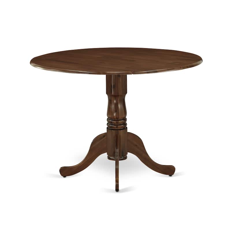 East West Furniture Dining Table Set Contains a Round Kitchen Table and Upholstered Chairs, Antique Walnut (Pieces Options)