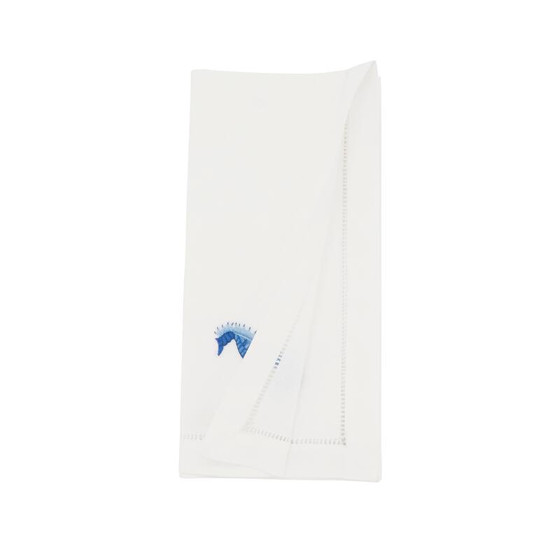 Seaside Splendor Embroidered Seahorse Napkin (Set of 6) - 20"x20"