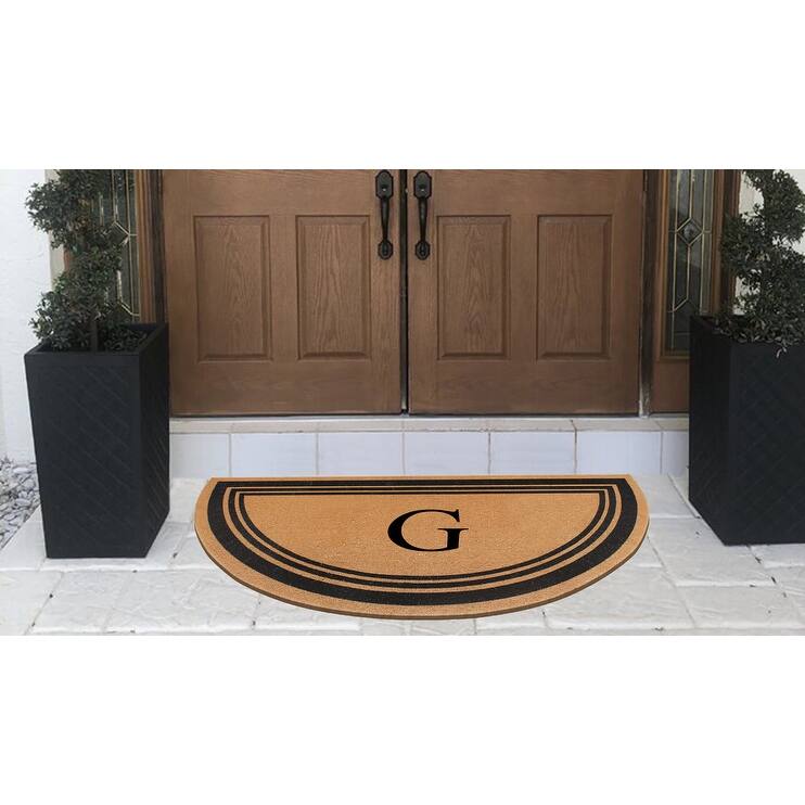A1HC Natural Coir Flock Beige 30 in x 60 in Coir & PVC Durable Door Mat for Outdoor Entrance Monogrammed Doormat