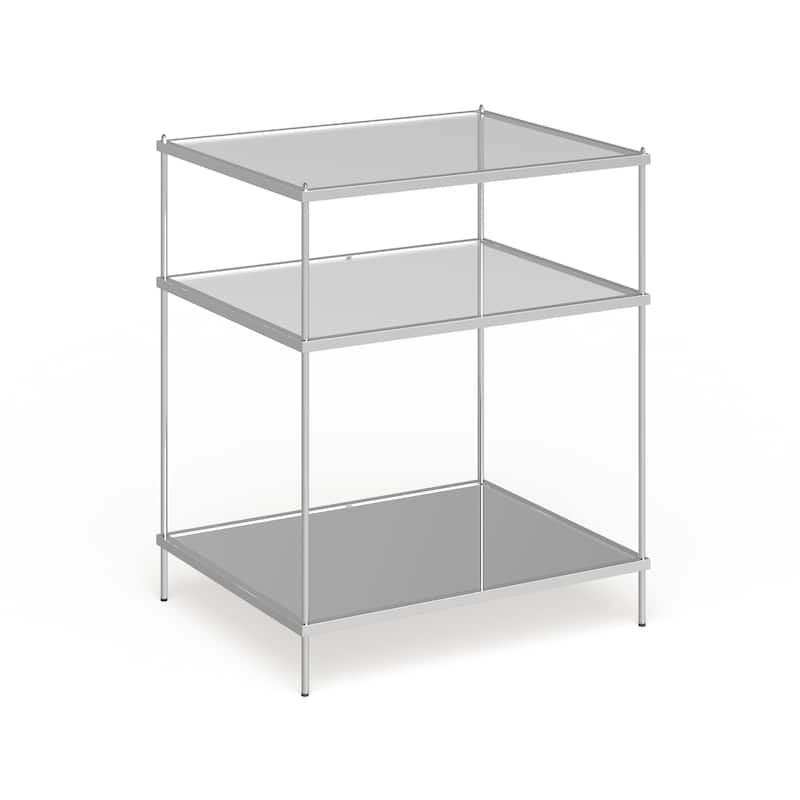SEI Furniture Grant Glam Mirrored Side Table Chrome - metallic chrome - Glass