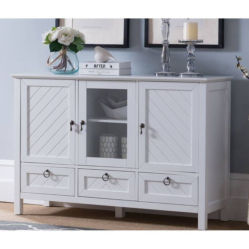 3 Drawers White Console Table
