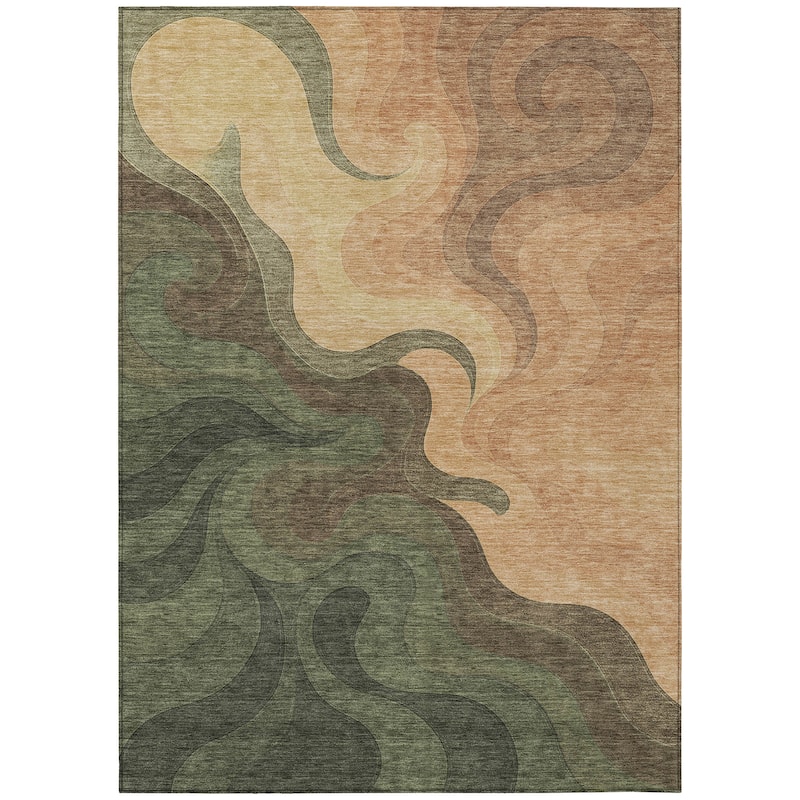 Machine Washable Indoor/ Outdoor Modern Dejuan Chantille Rug