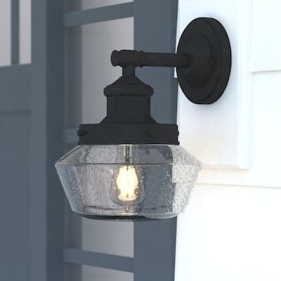 Collins Black Clear Glass Outdoor 1-light Wall Lantern