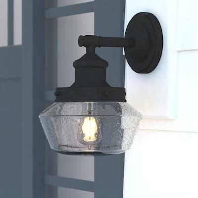 Collins Black Clear Glass Outdoor 1-light Wall Lantern