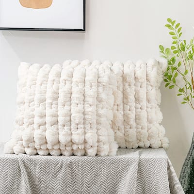 Textured FauxFur Spandex Bubble Pillow Shell Decorative Cushion Cover