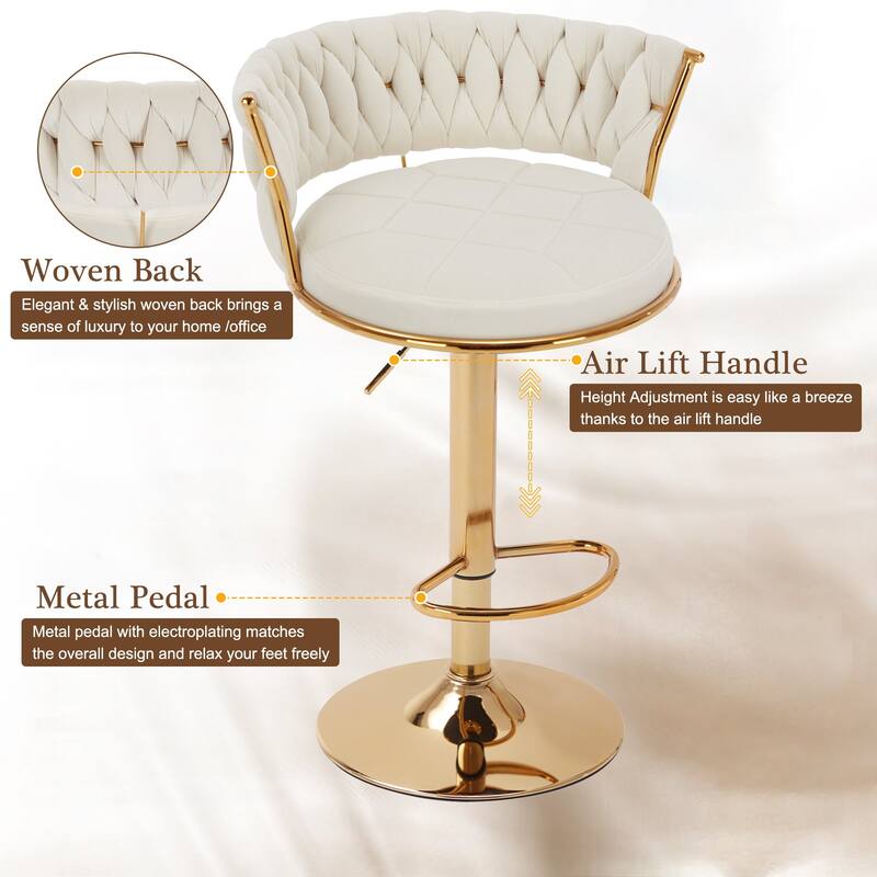 VECELO Set of 4/6 Bar Stools Adjustable Swivel with Metal Frame Modern Bar Stools with Back for Dining Room