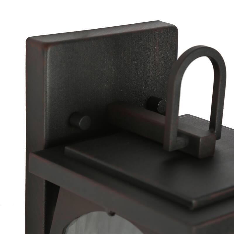 Modern Farmhouse 1-Light Black Outdoor Wall Sconce Water Ripple Glass Patio Lights - W 6.7" x H 11" x D 7.1"