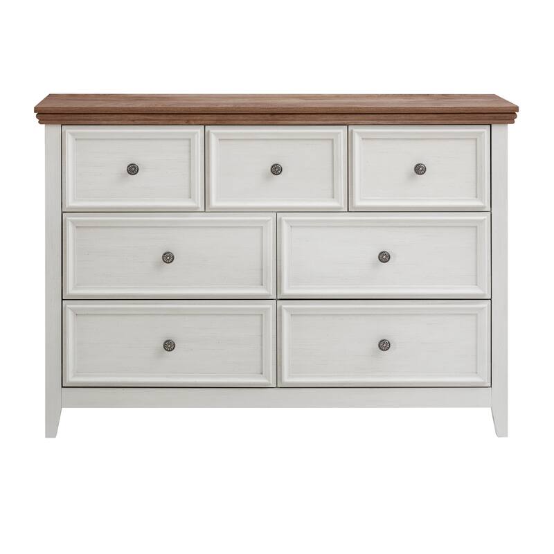 Beige Modern 7-Drawer Dresser, Spacious Clothes Storage Cabinet