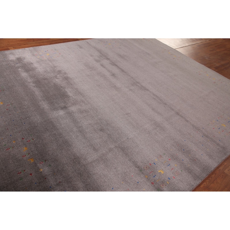 Gray Gabbeh Indian Area Rug Handmade Tribal Wool Carpet - 8'3" x 10'0"