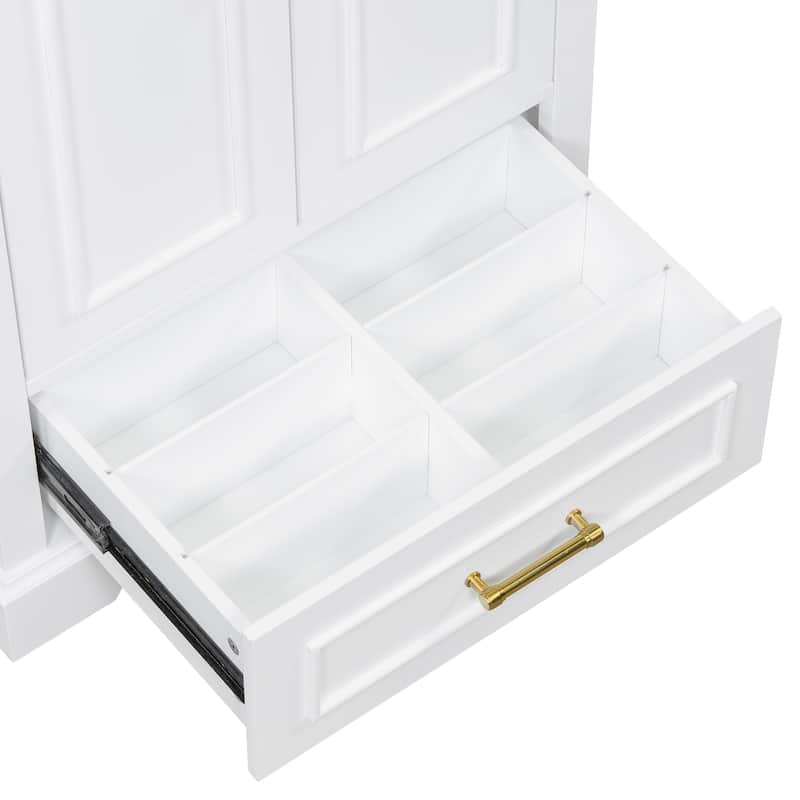 GDFStudio - Seren Wood & Ceramic Bathroom Vanity with Sink, Divider Drawer & 2 Soft-Close Doors