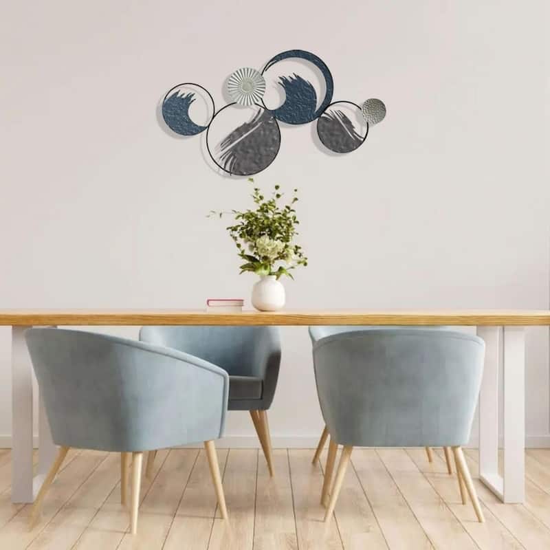 Aria Home Ocean Ring Metal Wall Art Blue & Grey Modern Coastal Decor