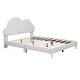 preview thumbnail 15 of 34, Velvet Upholstered Bed with Cloud-Shape Headboard, Wood Platform Bed Frame for Boys Girls Easy Assembly, No Box Spring Needed
