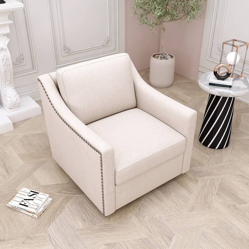 360 Degree Swivel Linen Armchair