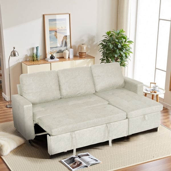 Modern 2 in 1 Convertible Sleeper Sofa Bed with Pillows for Living Room ...