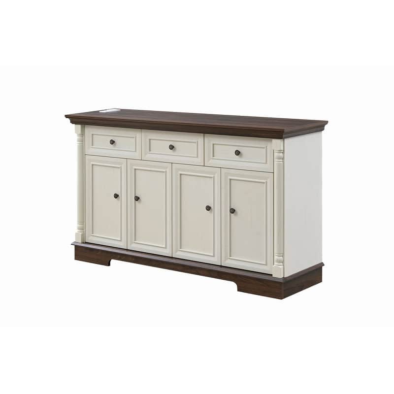 Farmhouse 55" Sideboard Buffet, Kitchen Storage Cabinet with 3 Drawers for Organized Home Living Solutions