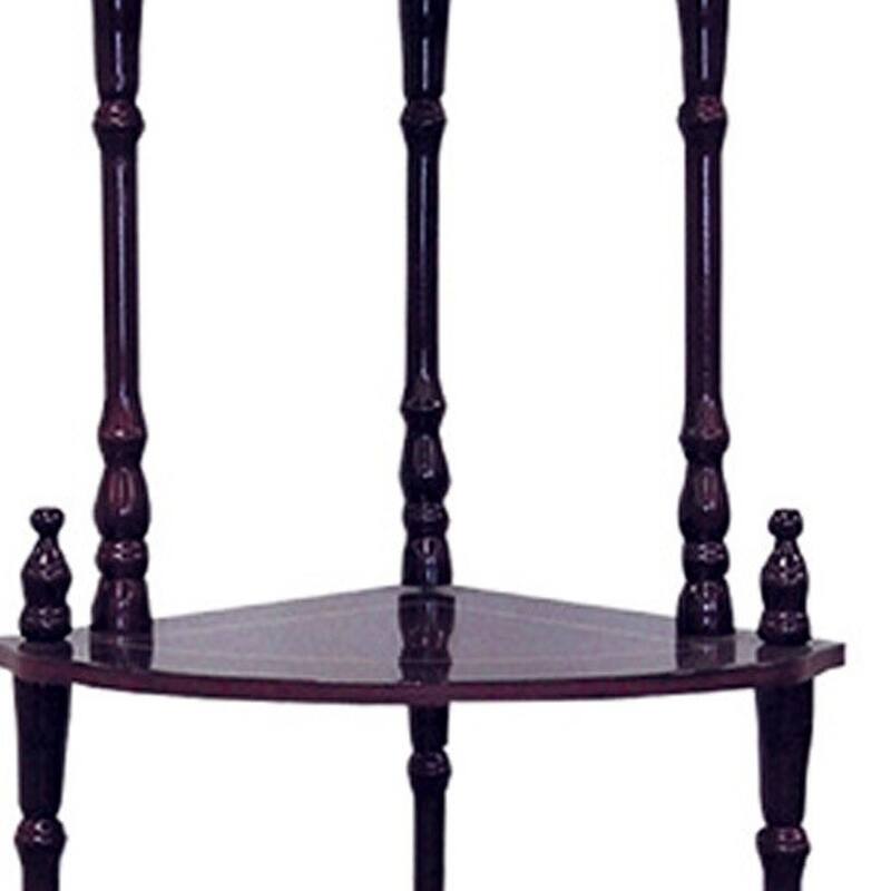 HomeRoots 39" Brown Wood Four Tier Corner Bookcase - 14.50 in. x 39.00 in. x 20.00 in.