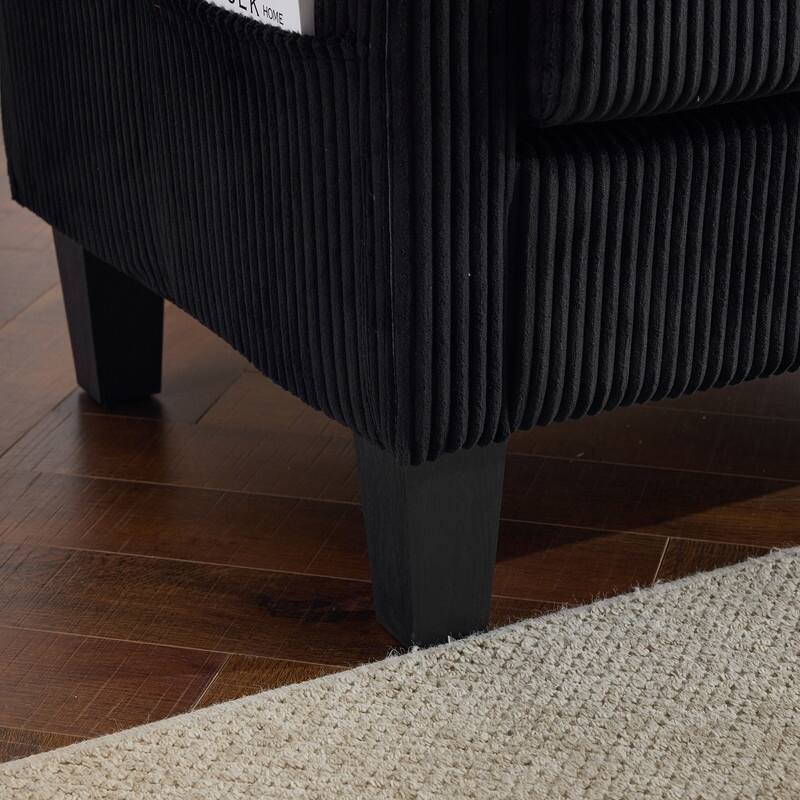 68.5'' W 3-Seat Square Arm Corduroy Couch with Storage Ottoman