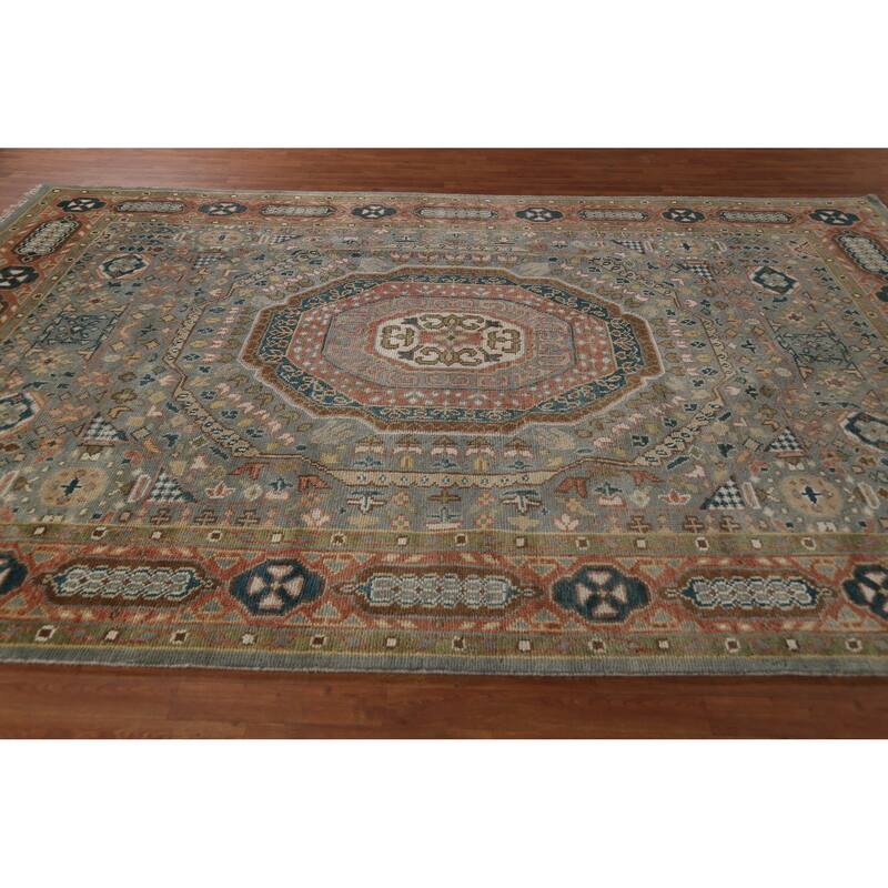 Gray Khotan Indian Area Rug Hand-Knotted Wool Carpet - 8'4" x 12'0"