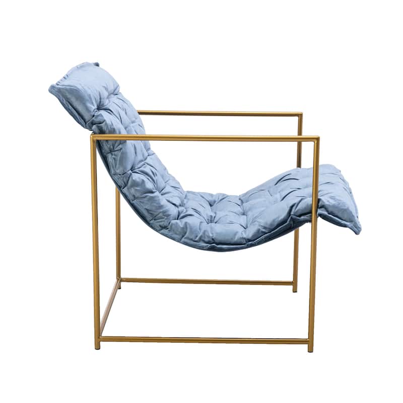 Italy shine velvet Upholstered Tufted Armchair With Golden Legs