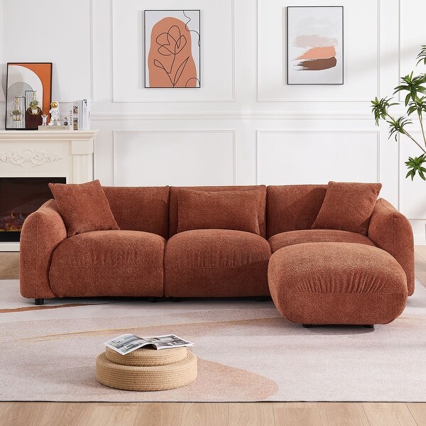 Upholstered Comfortable Soft Lamb Down White Sectional Sofa Couch with Ottoman Bed Bath Beyond 37908246