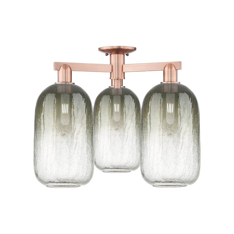 Innovations Lighting 716-3F-17-25 Brookhaven Cloche Semi-Flush - Antique Copper / Slate