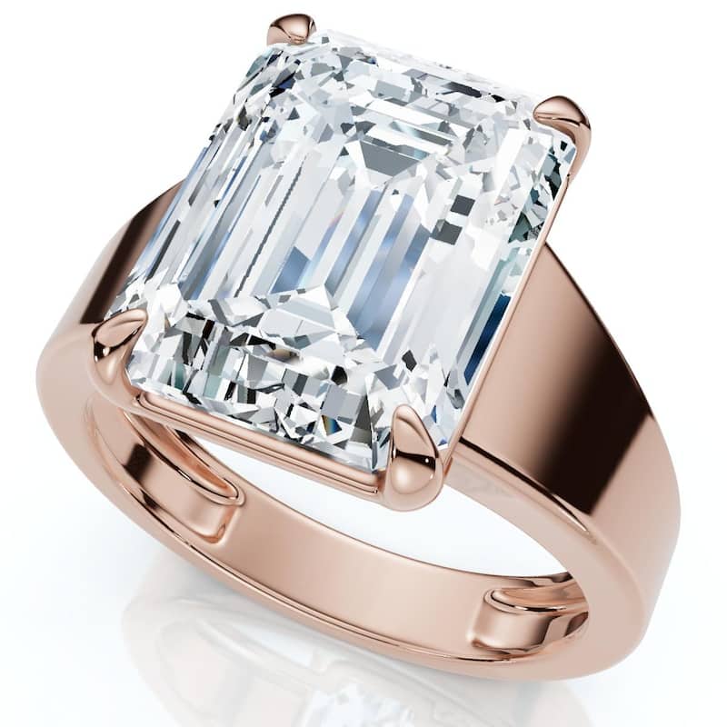 Bliss Diamond Certified 6Ct Emerald Cut Stephanie Diamond Engagement Ring Gold Lab Grown - 7.5 - Rose