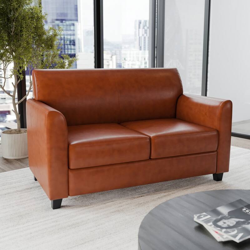 LeatherSoft Loveseat with Clean Line Stitched Frame
