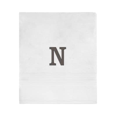 Avanti Linens Wht/Gry Block Monogram Bath Towel - Bath Towel