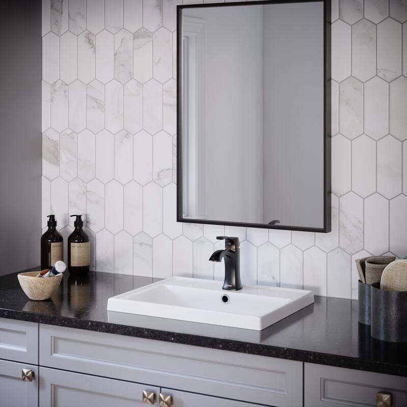 Karran Valera 21" Top Mount Vitreous China Bathroom Sink in White with Overflow Drain