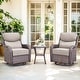 preview thumbnail 139 of 187, Outdoor Patio Sofa Swivel Chair with 6-Inch Thick Cushions Set 3PCS Swivel Chair w/ Table - Brwon Wicker Beige Cushion