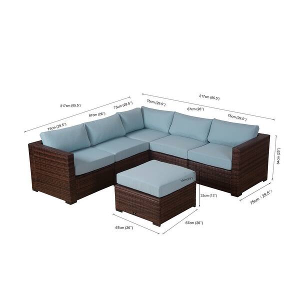 BroyerK Rattan 6piece Outdoor Patio Sectional Set Bed Bath & Beyond