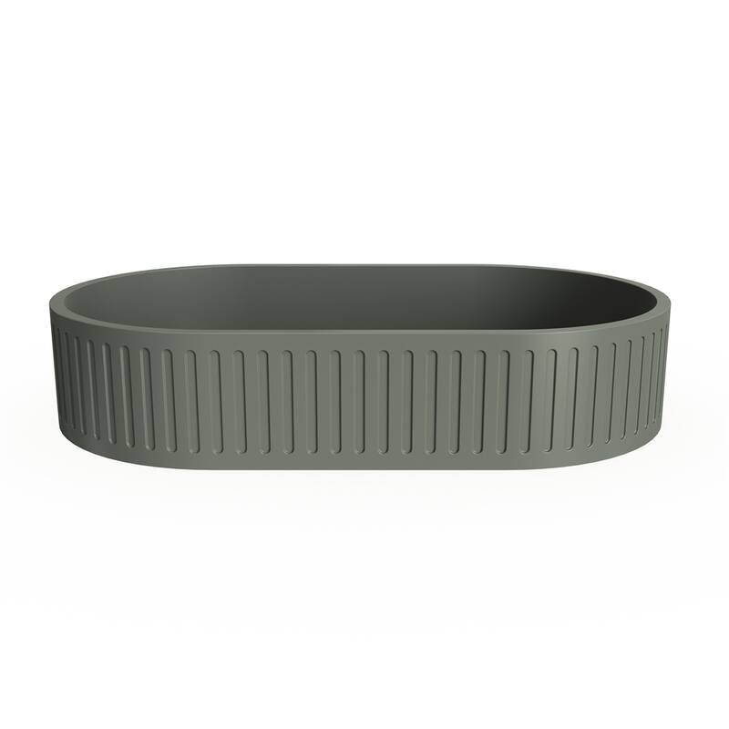 23.6'' Concrete Vessel Oval Modern Dark Green Bathroom Sink