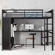 preview thumbnail 2 of 9, Black Full XL Loft Bed with Desk, Wardrobe, and Storage Shelves, Space-Saving Design